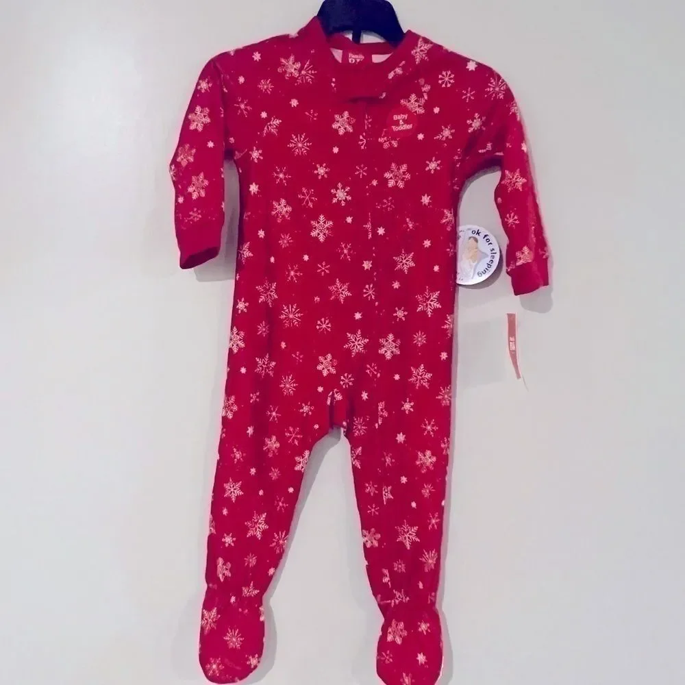 New Family Pajamas Matching Baby Merry Snowflake Footie One-Piece size 24 no
